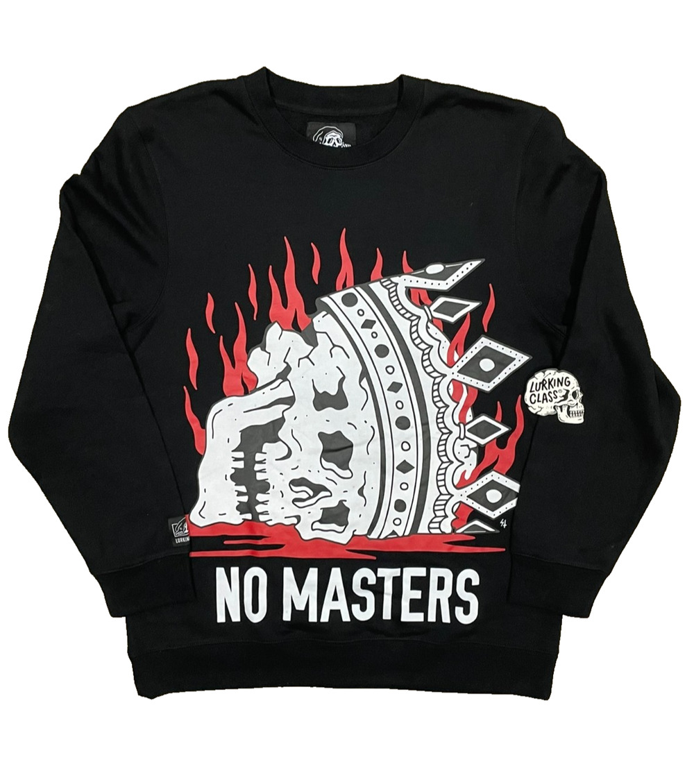 NEW Lurking Class No Masters Black Mens Sz XL Crewneck Sweatshirt King Skull NWT